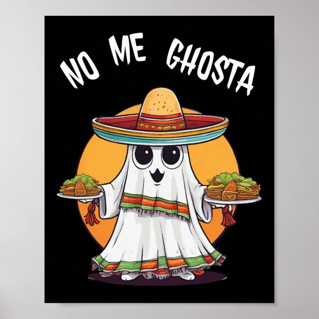 Poster Ghosta Engraçado Fantasma do Dia das Bruxas Mexica (Frente)