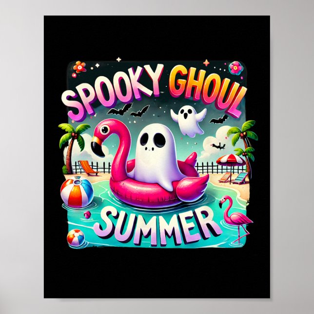 Poster Ghoul Summer Cute Ghost Flamingo Hello Summ (Frente)