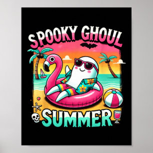 Poster Ghoul Summer Cute Ghost Flamingo Summer Vac