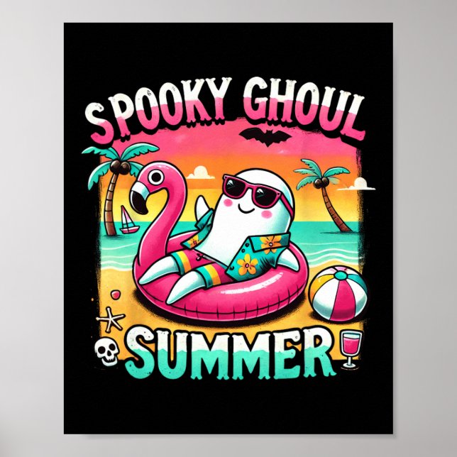 Poster Ghoul Summer Cute Ghost Flamingo Summer Vac (Frente)