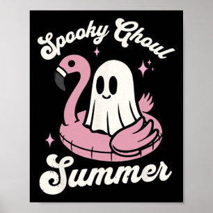 Poster Ghoul Summer Cute Ghost Flamingo Summer Vib