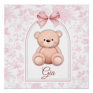 Póster Gia Design de Enfermeiro de Urso Rosa Personaliz