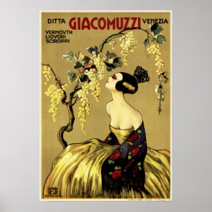Poster GIACOMUZZI Xarope licor Aperitif Vintage Italiano