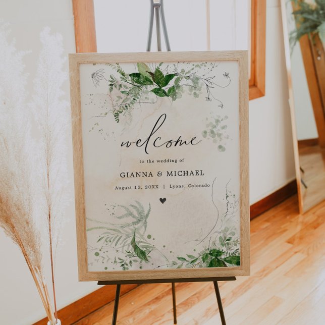 Poster GIANNA Boho Etherial Greenery Weding Bem-vindo (Criador carregado)