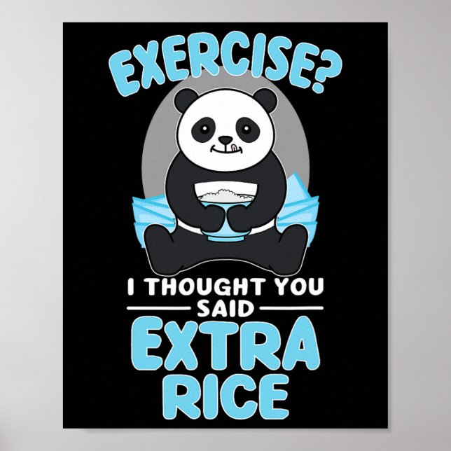 Poster Giant Panda Funny Gym Workout Sayings Comida Malha (Frente)