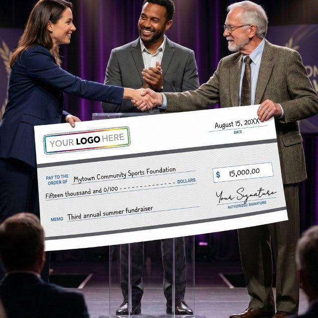 Poster Giant Promotional Check with Business Logo | (Criador carregado)