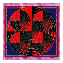 Giant Red Black Silver Line Live Chakra Mandala
