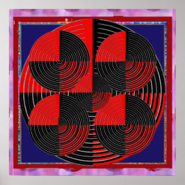 Poster Giant Red Black Silver Line Live Chakra Mandala