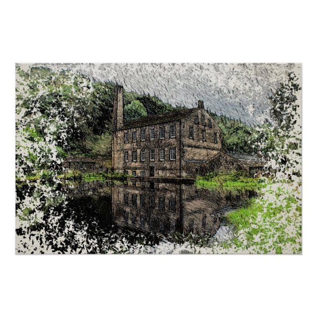 Póster Gibson Mill, Hardcastle Crags Desenho a Lápis (Frente)