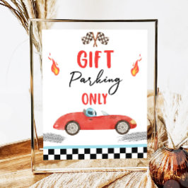 Poster Gift Parking Apenas Red Race Car Dois Aniversário 