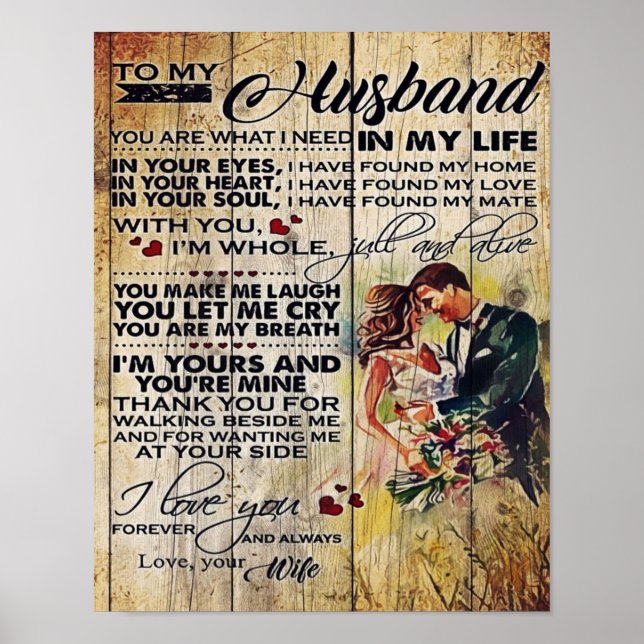 Poster Gift Personalizado, Para Minha Letra Marido (Frente)