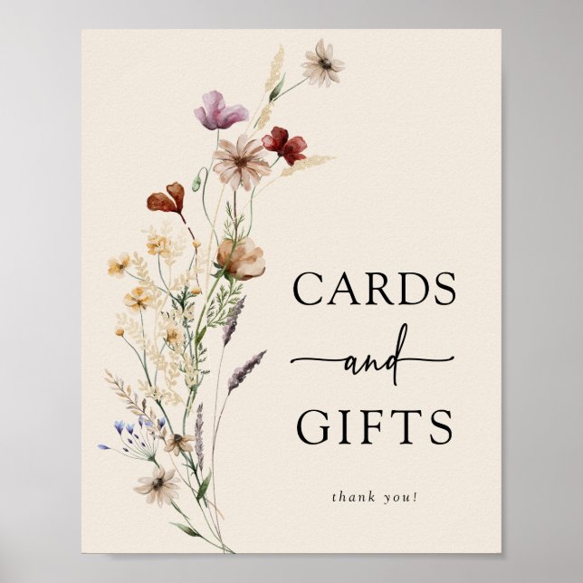 Poster Gifts Boho Floral Chá de fraldas (Frente)