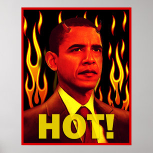 Poster Gigante do diabo vermelho de Anti-Obama
