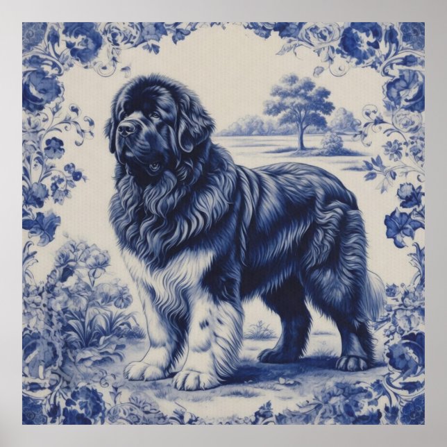 Poster Gigante Gentil em Azul de Delft (Frente)