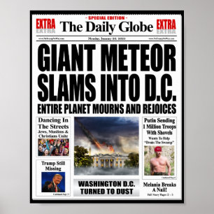 Poster Gigante Meteorite Atinge DC - Notícias Falsas Dive