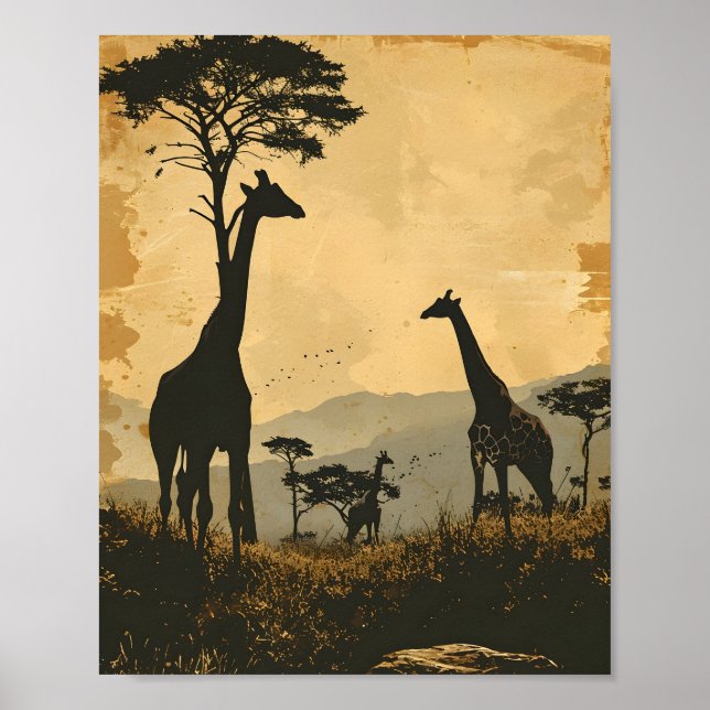 Poster Gigantes Graciosos: Girafas Vintage (Frente)