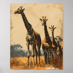 Poster Gigantes Graciosos: Girafas Vintage