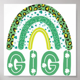 Poster Gigi Dia de São Patrício Irlandesa Avó Rainbow