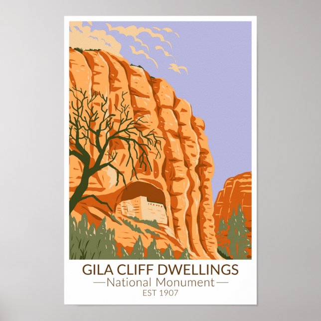 Poster Gila Cliff Dwellings Monumento Nacional Novo Méxic (Frente)