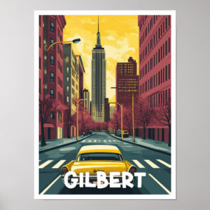 Poster Gilbert Arizona USA Viagens vintage Ilustração