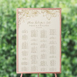 Poster Gilded Floral | Gráfico de lugares alfabéticos em<br><div class="desc">Este poster de assentos alfabéticos de creme floral é perfeito para um casamento elegante. Este sinal pode ser usado para organizar seus convidados em ordem alfabética ou por número de tabela. A design do boho moderno apresenta um arranjo caprichoso de folhas desenhadas, folhas e botânicos, em forma de folhas, de...</div>