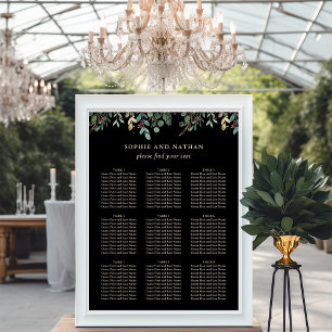Poster Gilded Greenery Black Casamento de Natal