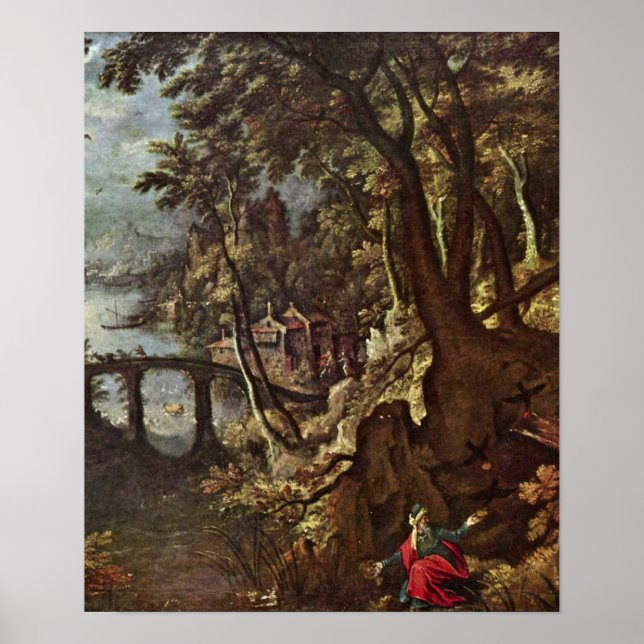 Poster Gillis van Coninxloo - Elijah é alimentado por rav (Frente)