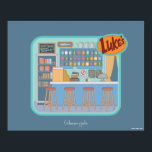 Poster Gilmore Girls | O Gráfico do Diner do Luke<br><div class="desc">Passo dentro no coração de Stars Hollow com esta ilustração encantadora do Diner do Luke. Das fezes clássicas do contador ao menu colorido,  este design capta todos os detalhes do adorado hangout local.</div>