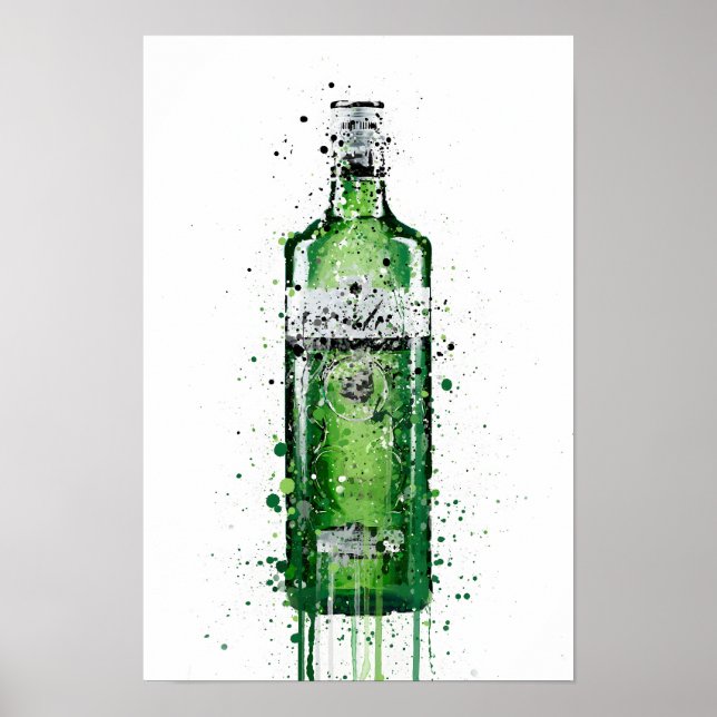 Poster Gin Bottle Wall Art Print 'Leaf Green' (Frente)