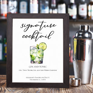Poster Gin & Tonic Drink de Noivo Cópia Única