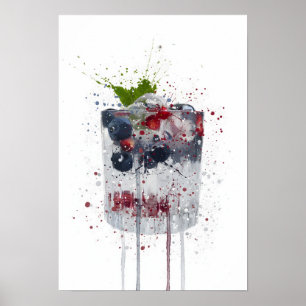 Poster Gin & Tonic 'Mirtilo e Romã'