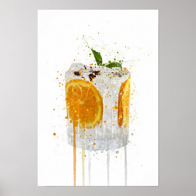 Poster Gin & Tonic 'Orange and Basil' (Frente)