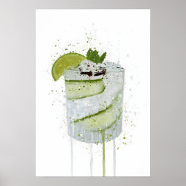Poster Gin & Tonic 'Pepino e Lima'