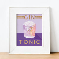 Gin & Tonic Retro Purple Coctail Watercolor