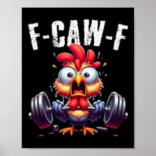 Poster Ginásio F-caw-f Galo Engraçado Grito Fitness Humor