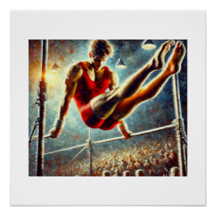 Póster Ginasta masculino em Bares paralelos,