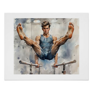 Póster Ginasta Masculino nas Barras Paralelas,