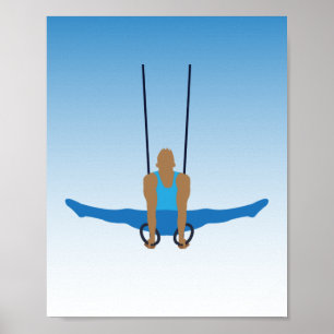 Poster Ginastas masculinos em anéis estáveis ilustrados
