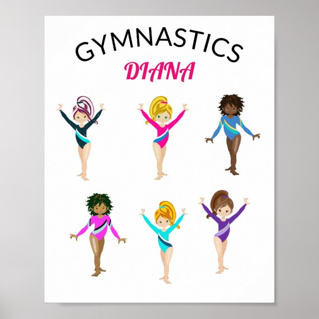 Poster Ginástica 6 Raparigas Gymnast Personalizada (Frente)