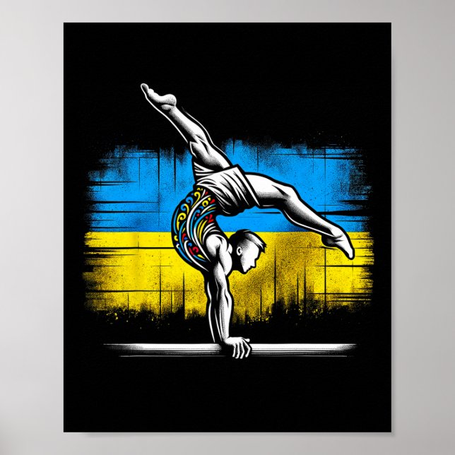 Poster Ginástica Artística Ucraniana Bandeira da Ucrânia  (Frente)