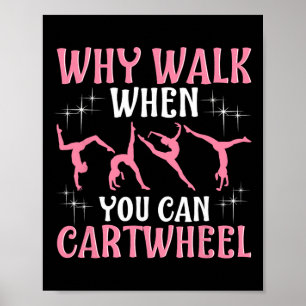Poster Ginástica de Cartwheel Legal para Meninas - Preto,