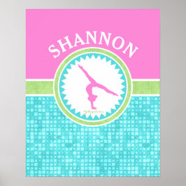 Póster Ginástica De Cor Triplo Pastel Com Azulejo Aqua