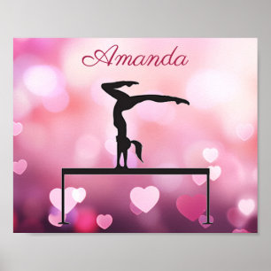 Poster Ginástica Equilibra Corações Rosa