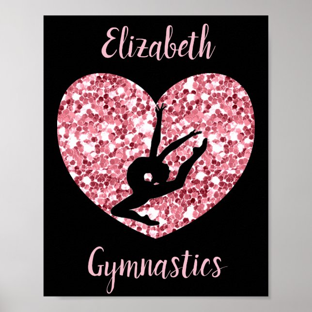 Poster Ginástica Feminina Dourado Rosa Personalizado (Frente)