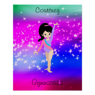 Póster Ginástica Girls Gymnast Sparkle Gymnast em Leotard