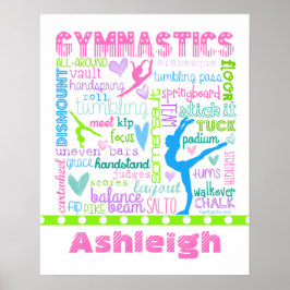 Poster Ginástica Pastel Personalizada Palavras Tipografia