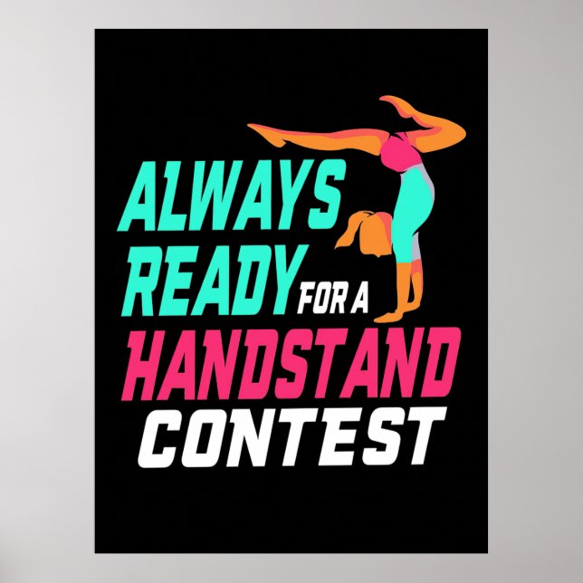 Poster Ginástica Pronta Para Um Concurso De Parada De Mão (Frente)