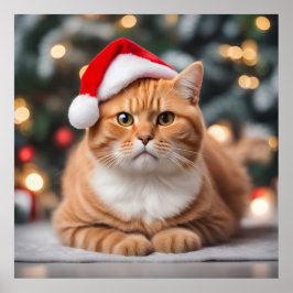 Poster Ginger British Shorthair Christmas