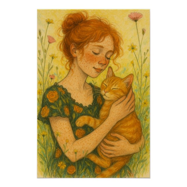 Póster Ginger Cat Mamãe Laranja Tabby (Frente)