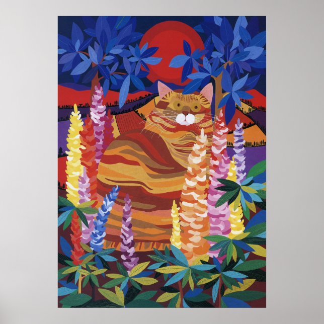 Poster Ginger Cat no Jardim (Frente)